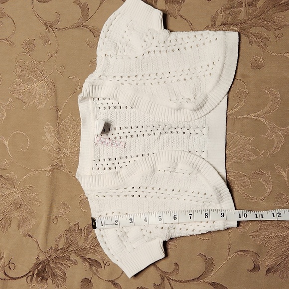 Heart-n-Crush Bolero Sweater White Knit Short Sleeve Size 7/ 8 (SM) - Picture 5 of 7